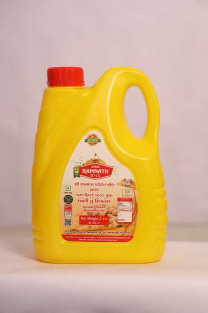 Ramnath Oils – 100% Natural Double-Filtered Groundnut Oil | Vitamin A & D Enriched | Premium Healthy Cooking Oil for Frying, Tadka & Daily Use | 2 L Jar